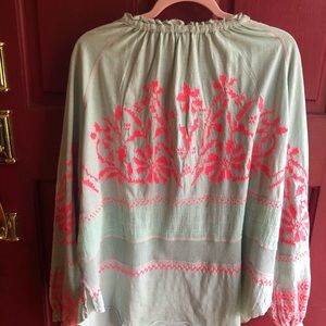 Free People Tunic/ mint green and hot pink